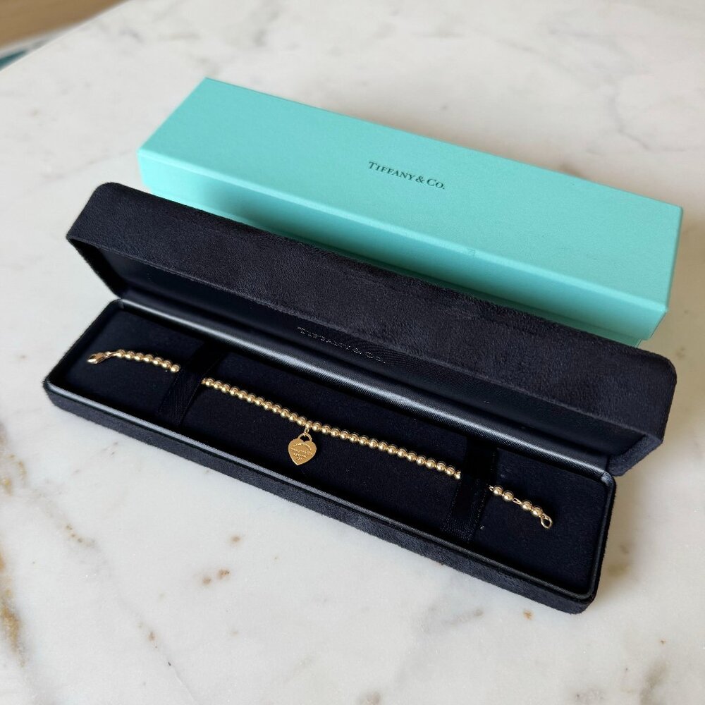 🌟SOLD🌟 Return to Tiffany Heart Tag Bead Bracelet in 18K Rose Gold - M!